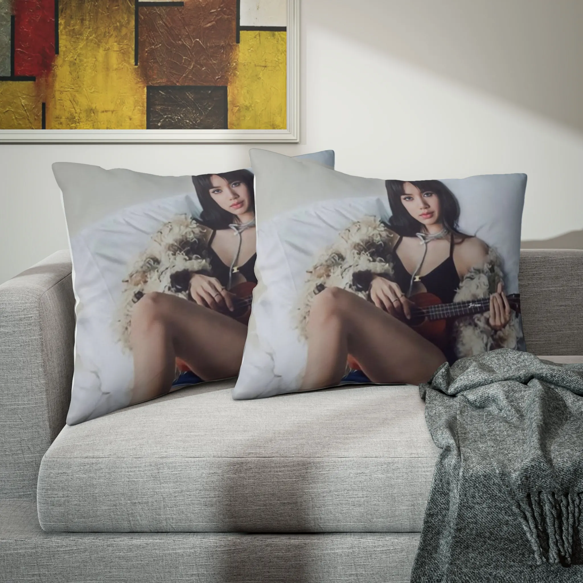 Custom Photo Printed Black pink Pillow Case K-Pop Small Decorative Throw Pillows for Bed Sofa Couch