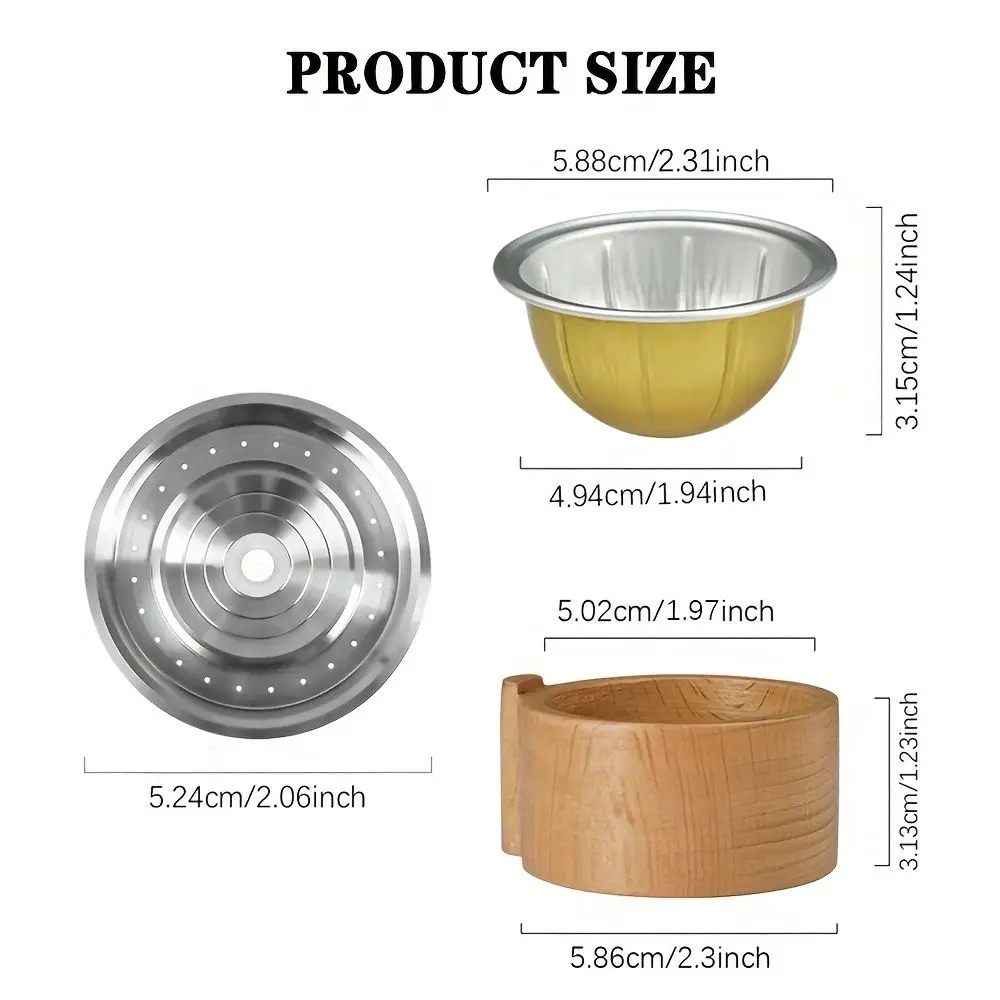 1SET Dropshipping Stainless Steel Coffee Pod Cover 3 PCS  80 150 230ml Empty Pods Compatible With Vertuoline Coffee Maker