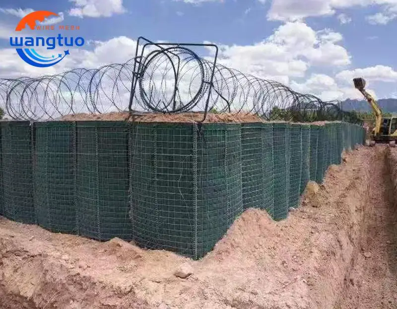 Defensive Bastion Barrier Galvanized Gabion Defense Wall