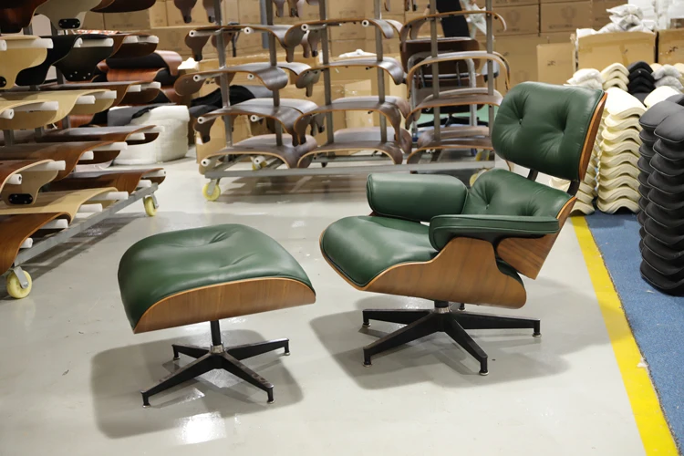 
Euramerican Style Retro Living Room Leisure Black Genuine Leather Sofa Chair Modern Eam Lounge Chair 