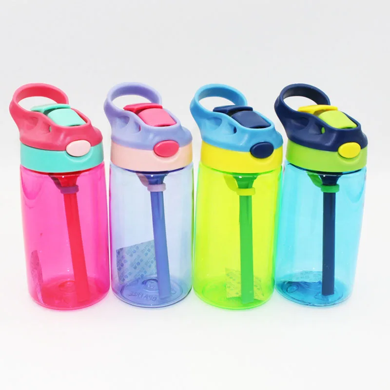Amazon hot sales wholesale customized 450ml kids drinking bottle plastic drink kids water bottle with straw