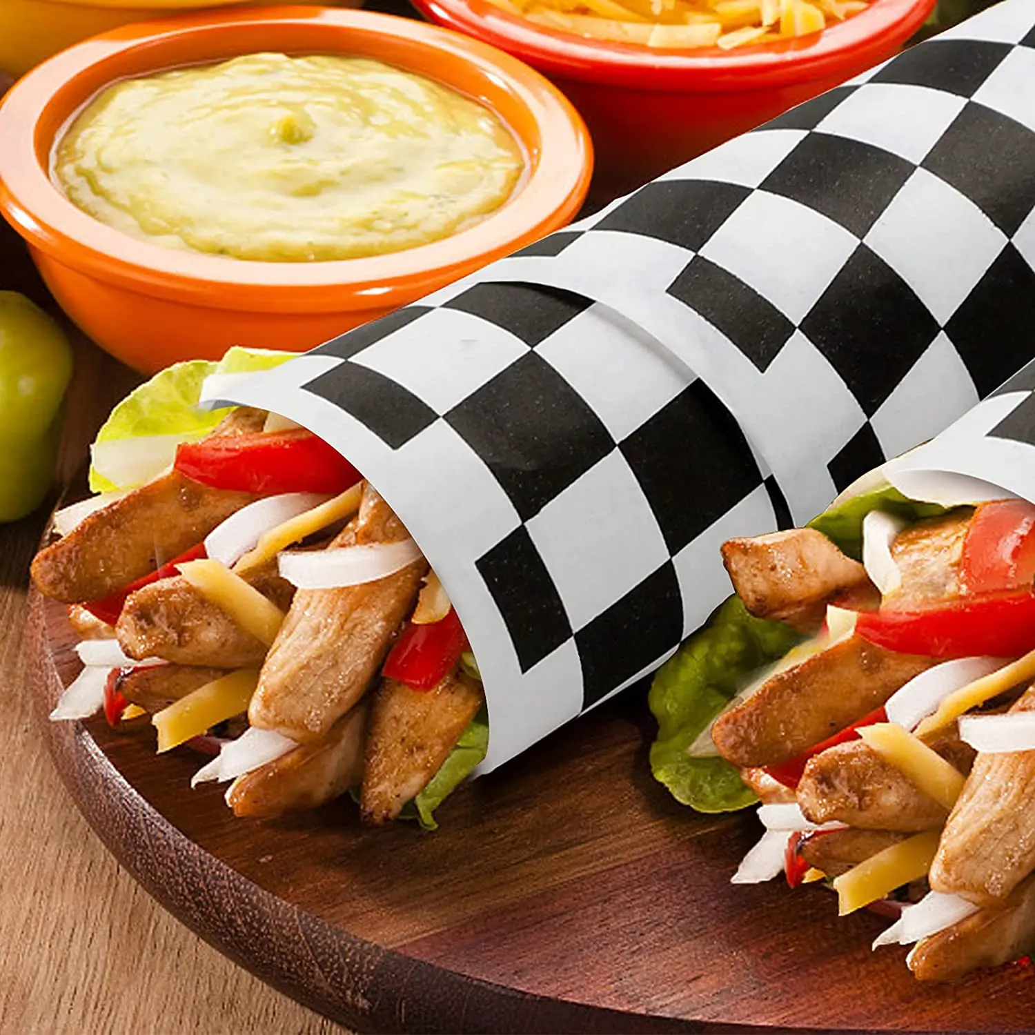 Checkered Dry Waxed Deli Paper Sheets Liners Custom Print Burger Wrapping Paper