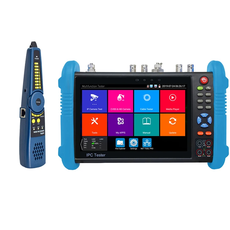 Тестер видеонаблюдения IPC, 7 дюймов, 4K, IP-камеры, мультиметр, оптический измеритель мощности, красный источник света