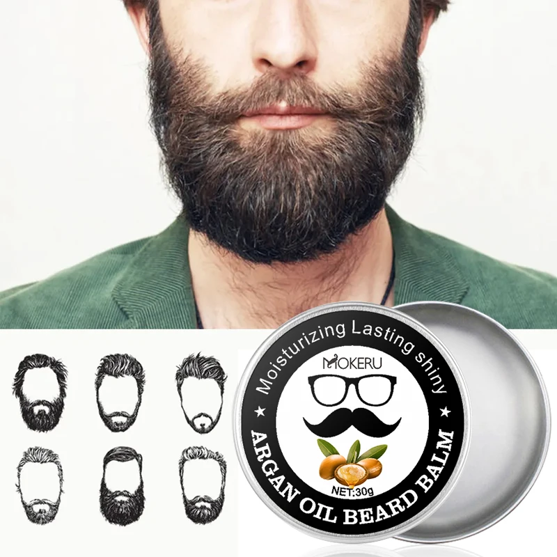 Private Label 100% Natural Organic Argan Oil Men Beard Wax Beard Balm Jars Promote Hair Beard Growth Balm