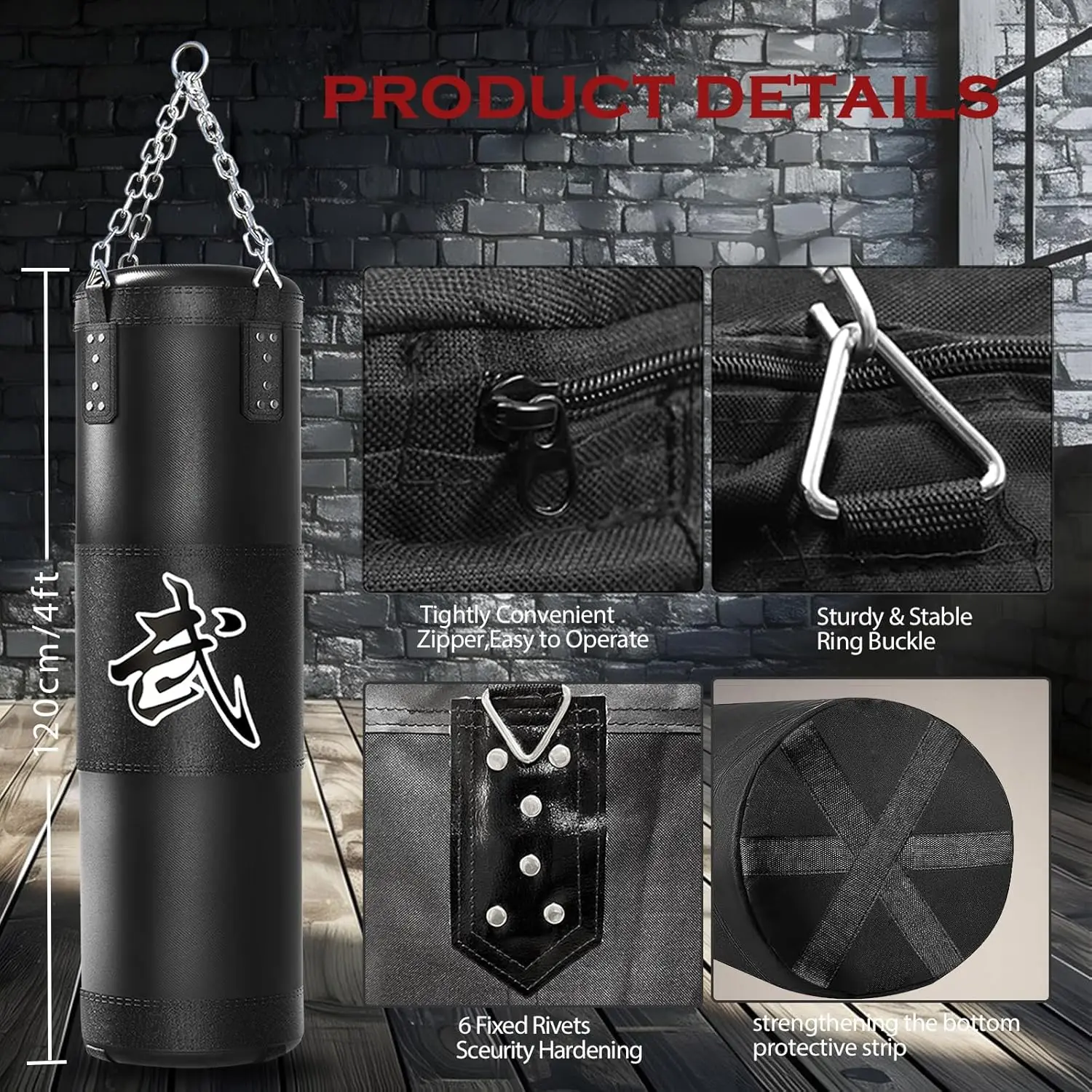 Wellshow Sport Punching Bag with Stand for Adults 4FT Heavy Boxing Punching Bag Set for Strength Training Home Gym