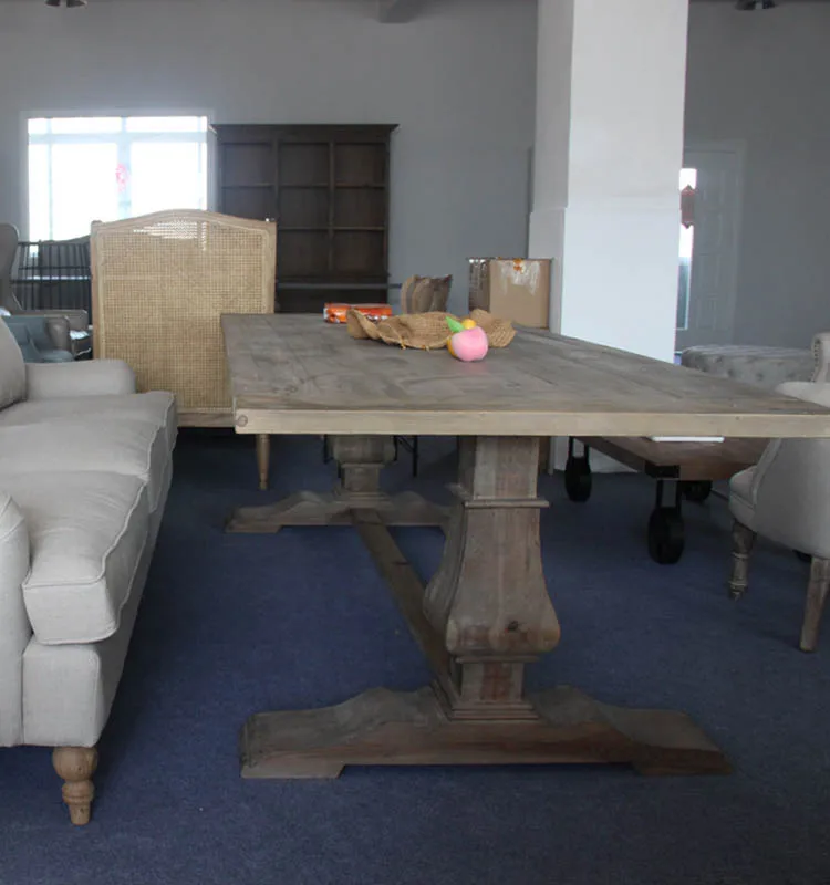 MRS WOODS French Antique rustic Style Reclaimed Wood Dining Table