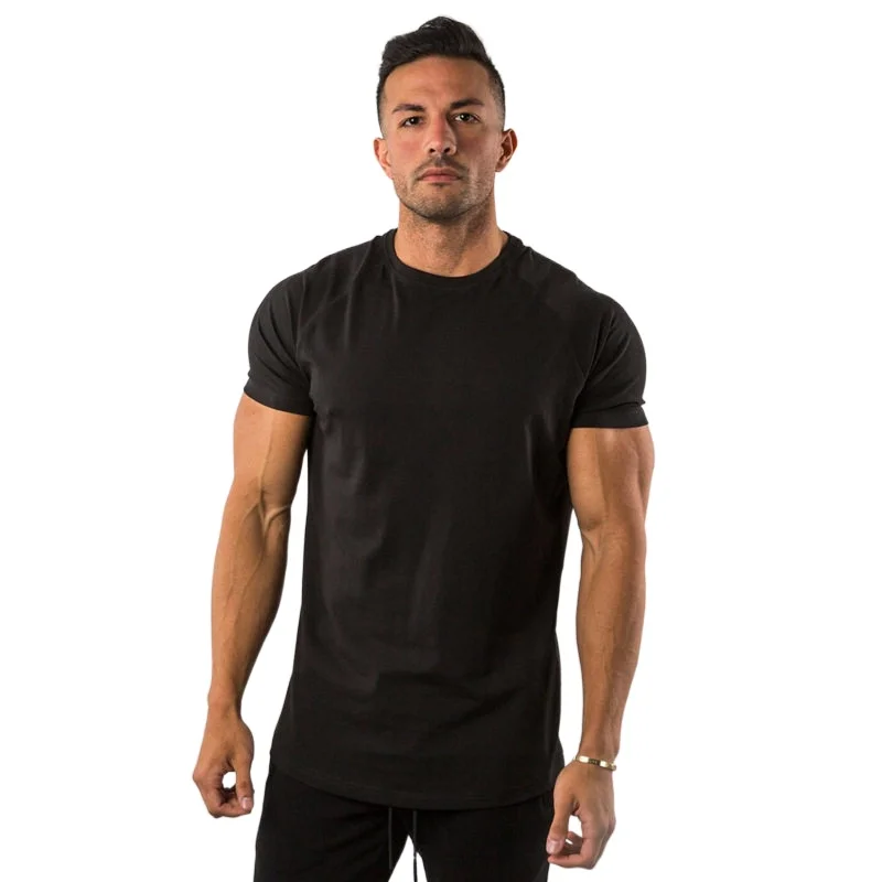 Wholesale High Quality Custom Fitness Workout Gym Cotton Spandex plain tshirt Slim 95% cotton 5% spandex TShirts Men US Size