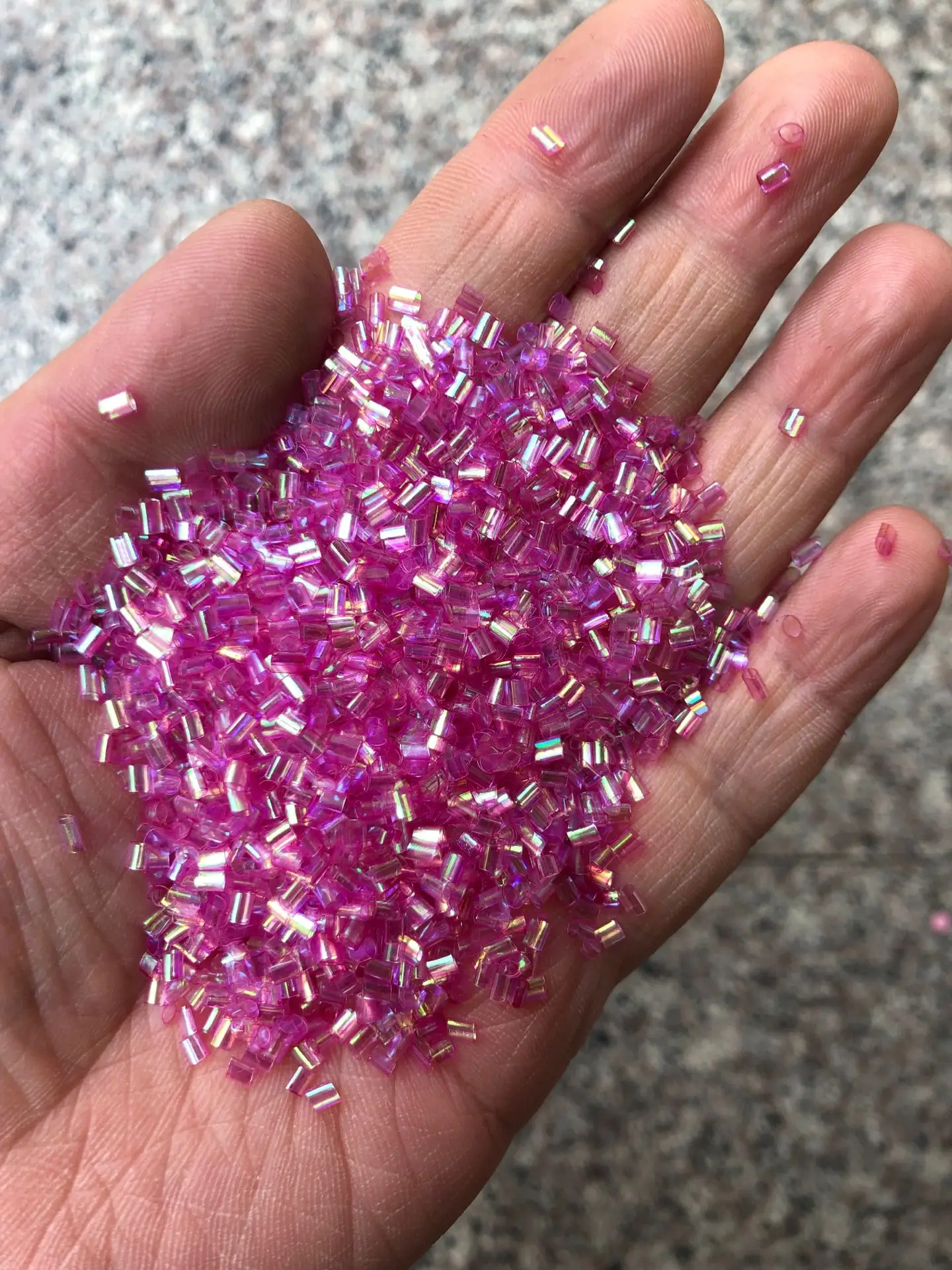 2*3mm Cotton Candy Iridescent Crispy Bingsu Beads for Crunchy Slime Iridescent Straw Beads 3D Glitter Slime Supply