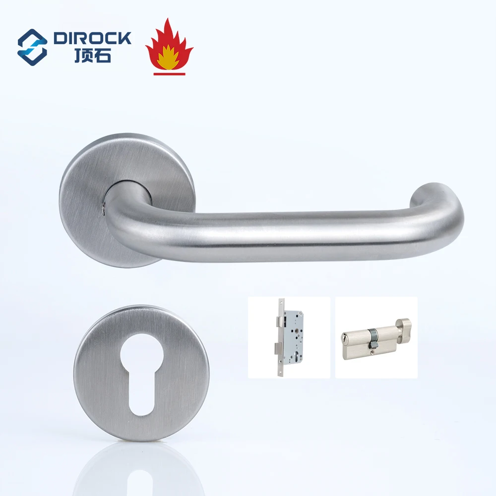 304/316 Stainless Steel U Shape Handle European Tube Lever Type Door Handles with Fire Door Certification