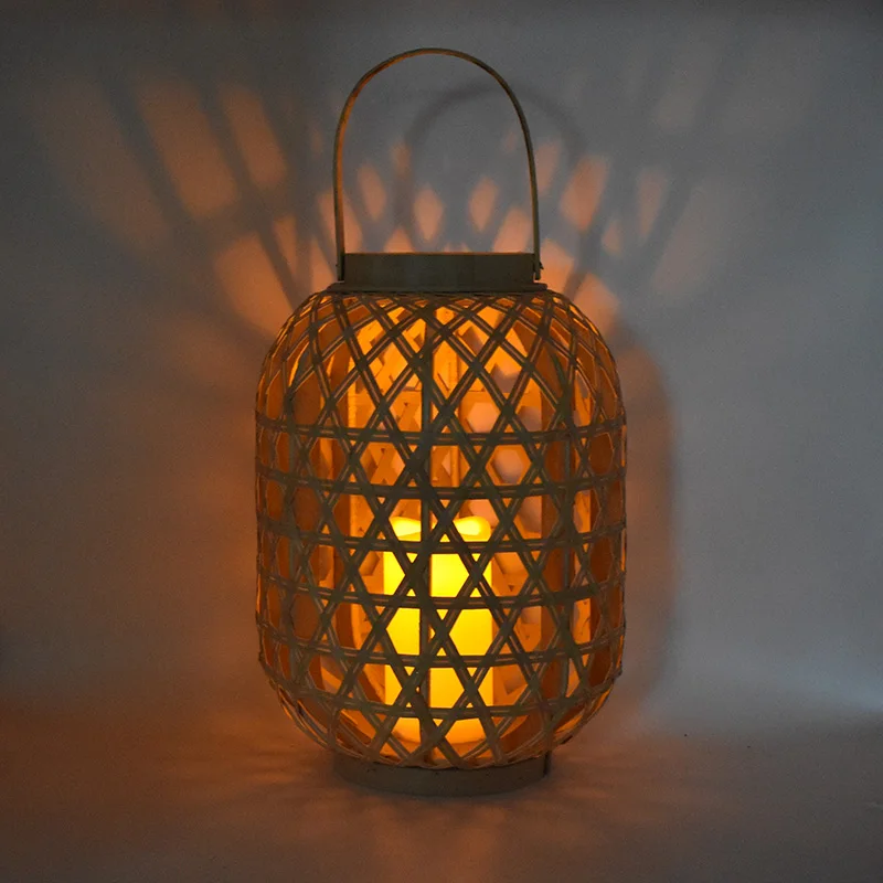 Eco Friendly Camping Lantern Bamboo Weaving Lanterns Rattan Candle Lantern