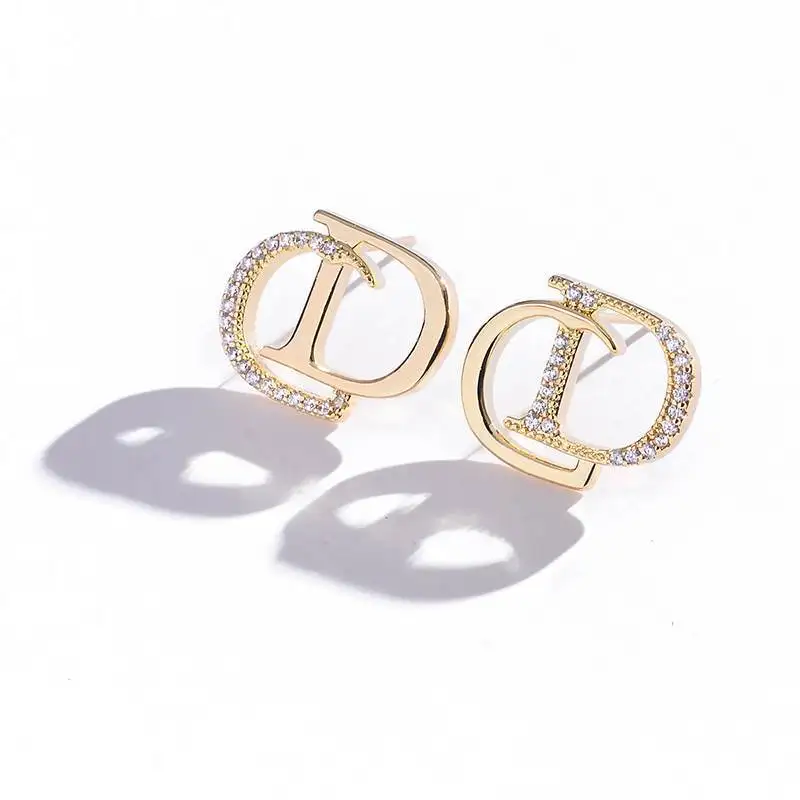 2024 Trendy Initial Letter Stud Earrings For Women Luxury Party Earrings Ear