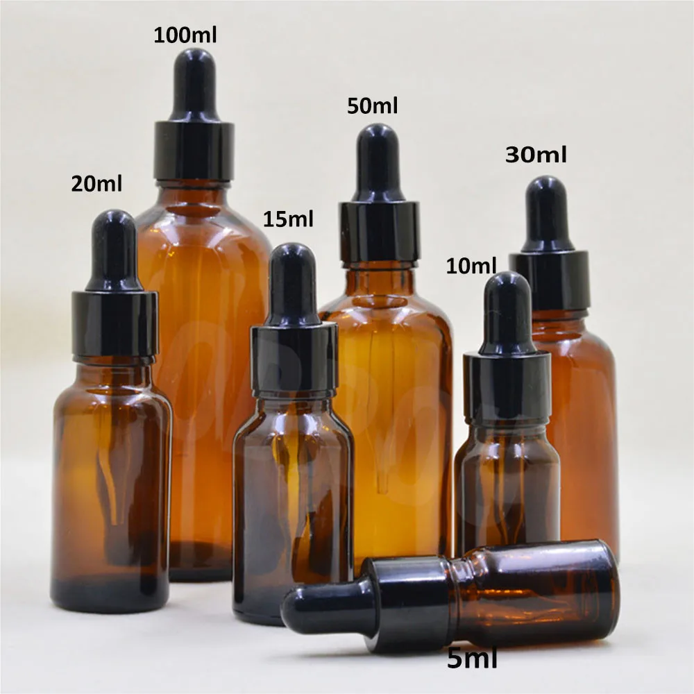Wholesale wooden dropper cap type amber glass dropper bottles 5ml 10 ml 15ml 20ml 30ml 50ml 100 ml perfume oil bottle