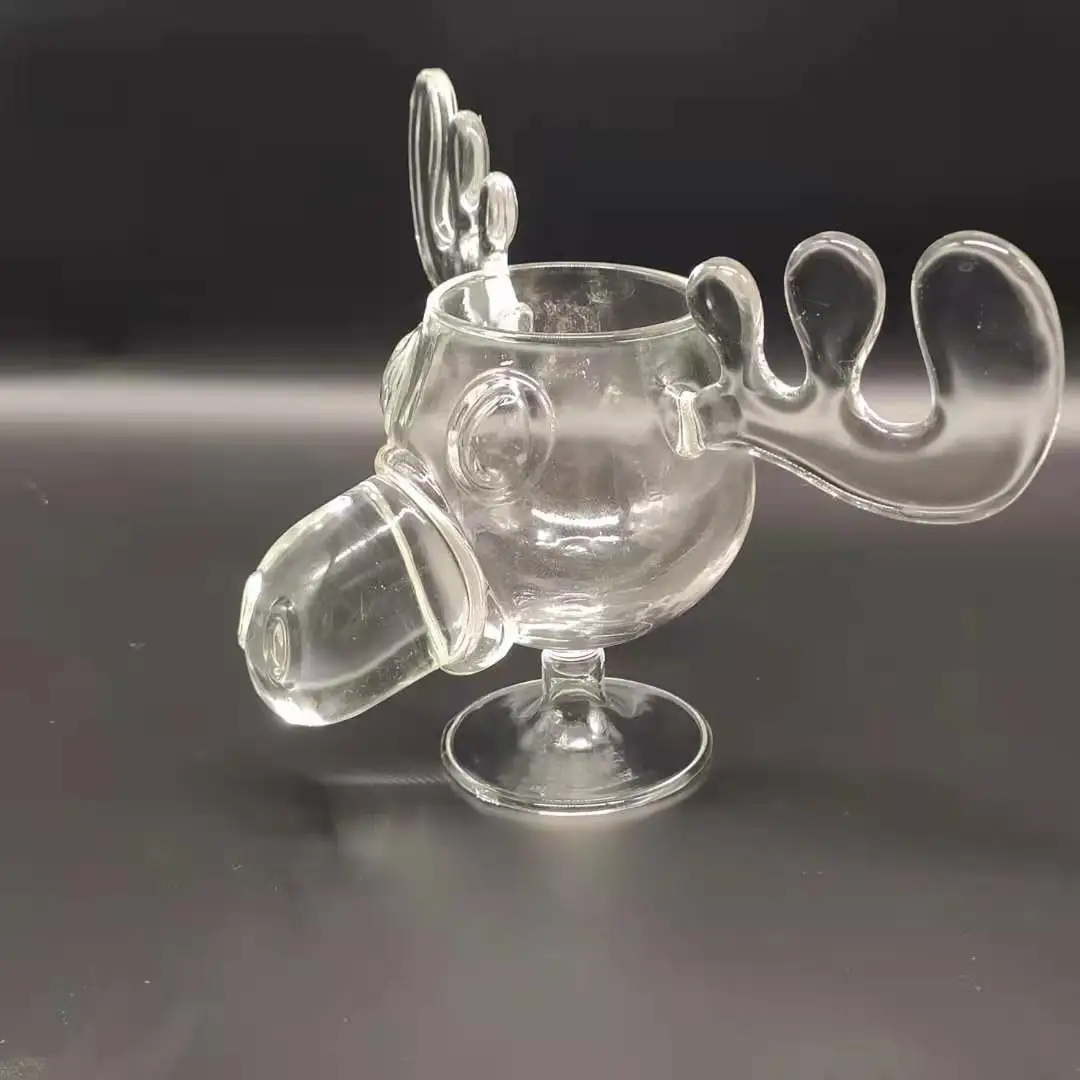 New arrival  glass moose mugs for Christmas moose glass cup