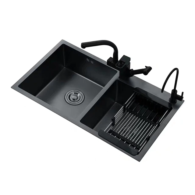 Dasen DS7545 handmade customized size stainless steel kitchen sink workstation sink nano treatment double bowl