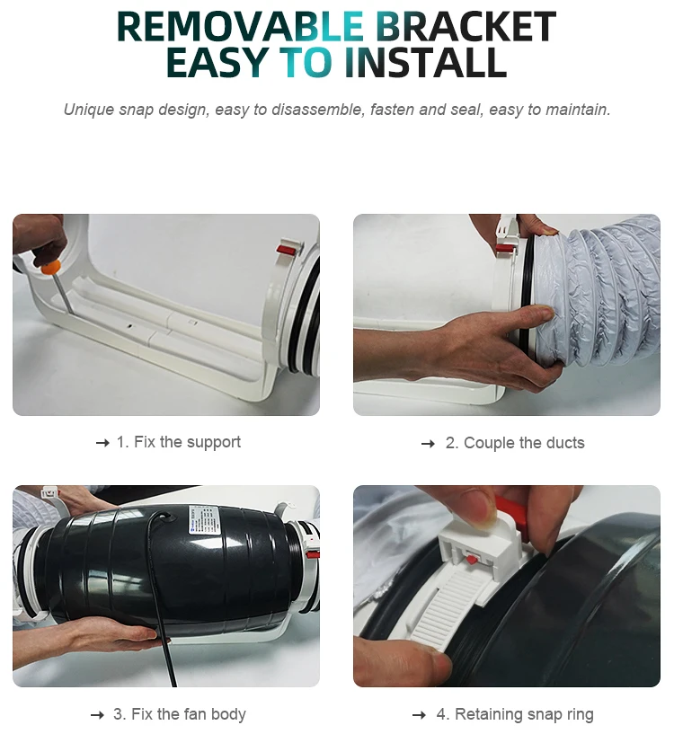 HVAC exhaust blower fan inline 6 inch inline duct ventilation fan for grow tent