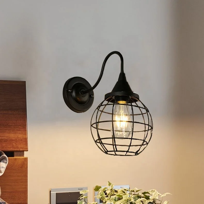 Black Color Industrial Restaurant Vintage Lamps Cafe Clothes Shop Office Bar LED Lighting Antique Wall Lamp