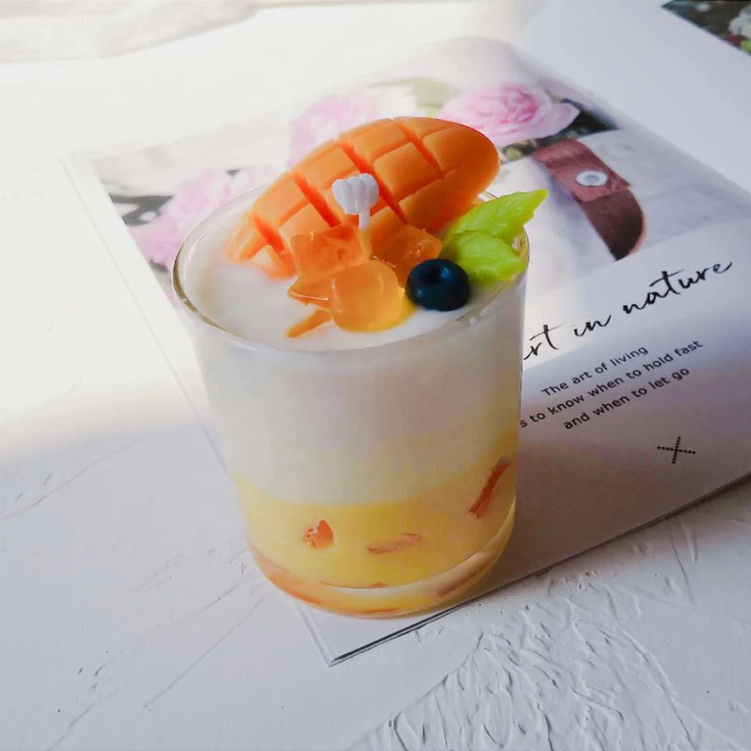 Hot sale Novelty ice Mango drink DIY soy wax scented candle for gift home decoration candle oil scents