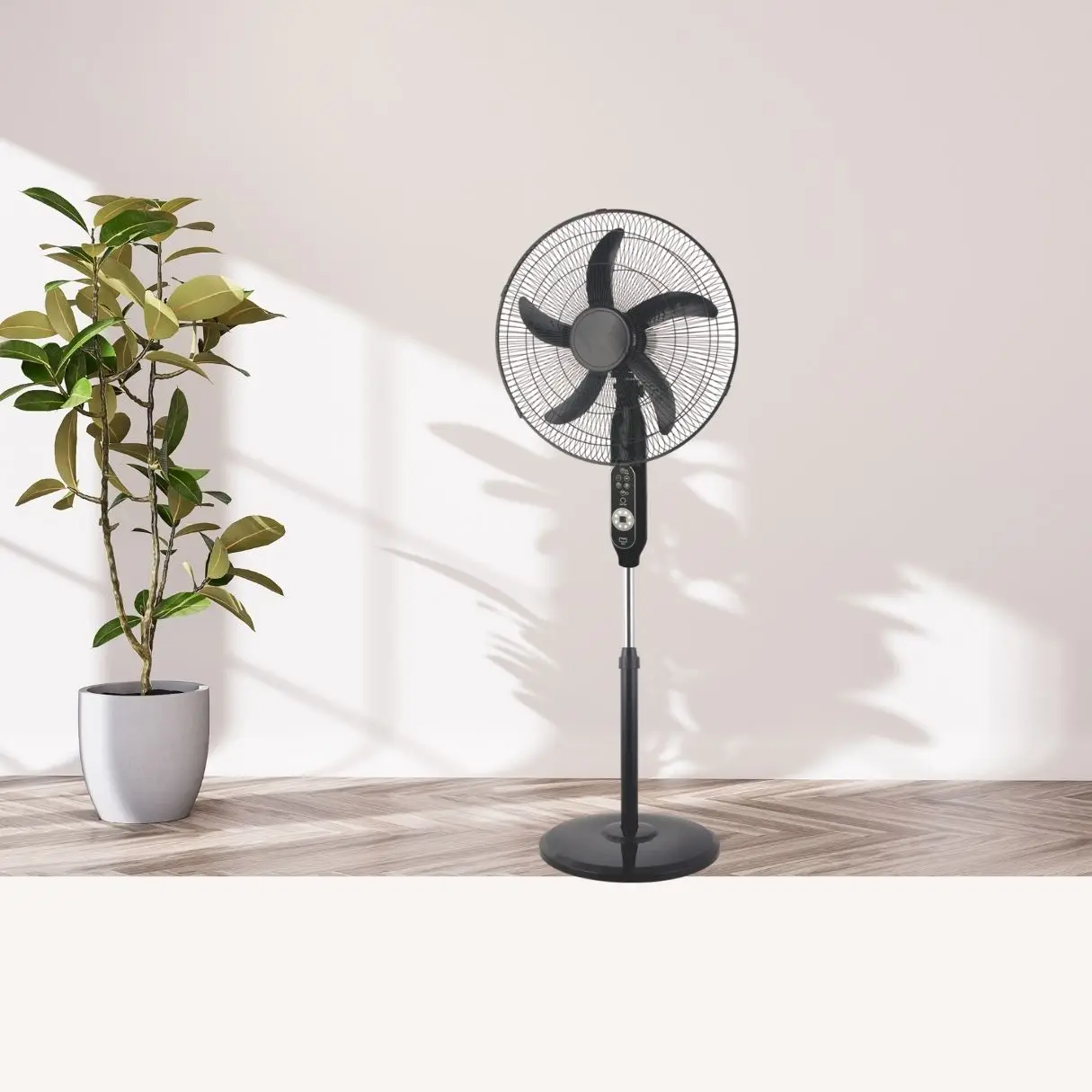 2024 NEW 18 inch DC motor 5 ox blades pedestal fan with round base silent household stand fans