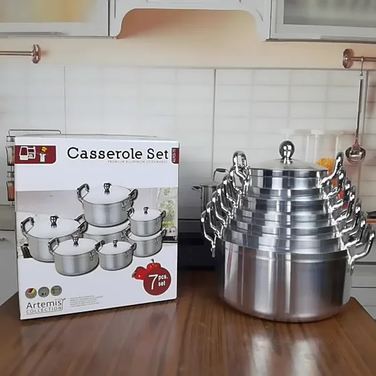 Factory Wholesale Aluminum Cookware Set 7 Pieces Cooking Pot Set Nonstick Home Kitchen Cookware Aluminum