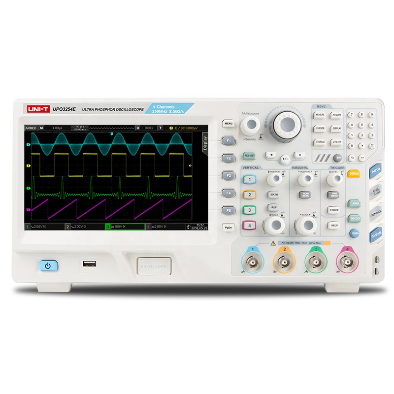 UNI-T UPO3000E series digital oscilloscope 250MHz 4 Channel  ultra phosphor oscilloscope UPO3254E