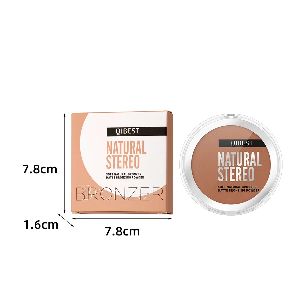 QIBEST Wholesale Matte Contour Powder Decorate Silhouette Bronzing Powder Nasal Shadow Bronze Powder