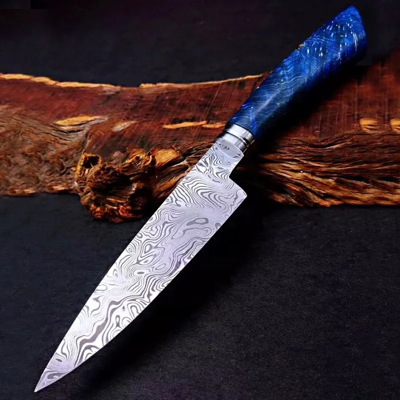 Luxury Custom Sweden Damasteel  RWL34 Damascus Steel Vinland Pattern WIth Stabilized Handle 4.5 Inch Chef knife Paring Knife