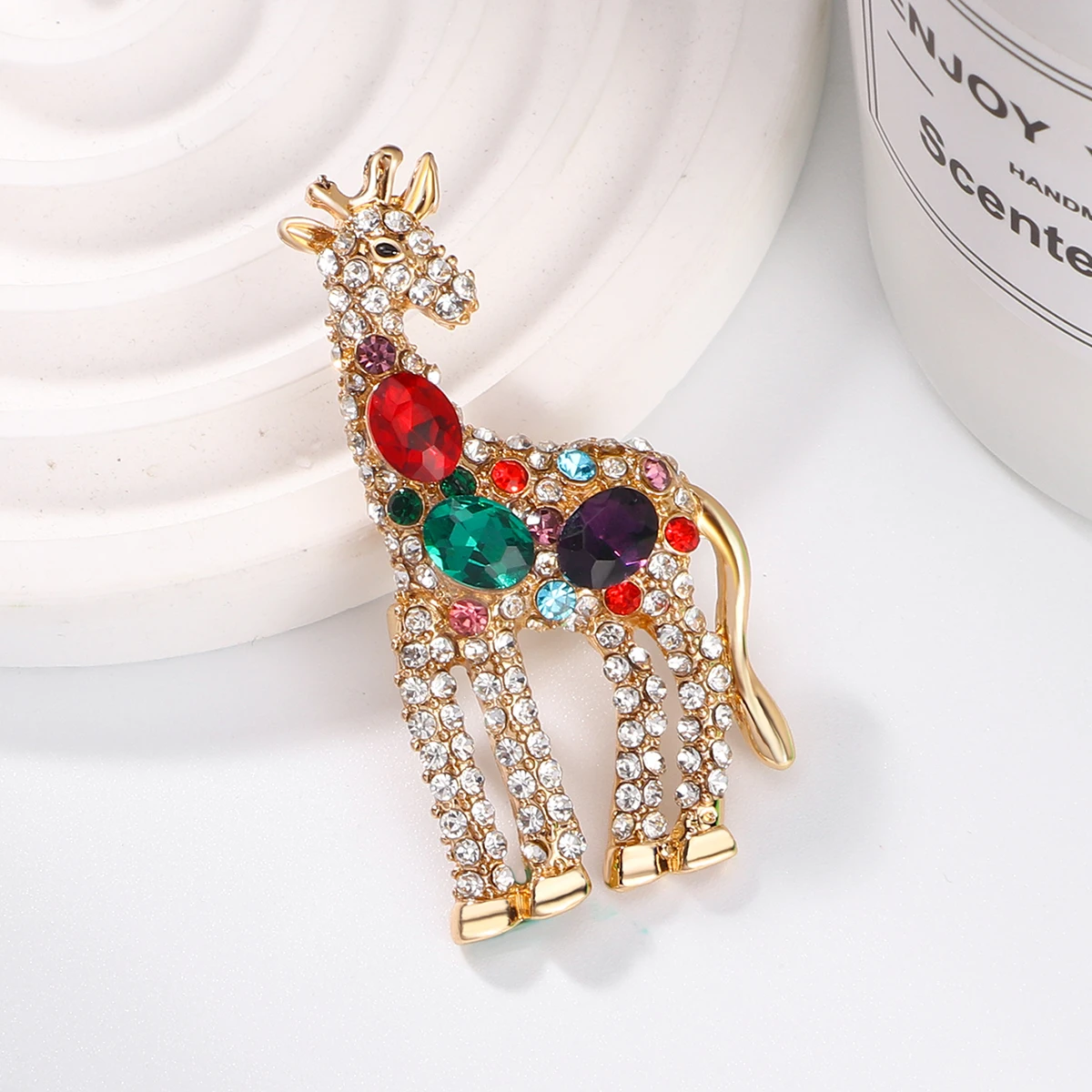 Vintage Cross-Border New Giraffe Brooch Fashionable Rhinestone Pin Brooch Gifts Weddings Parties Children Unisex Mainly Alloy