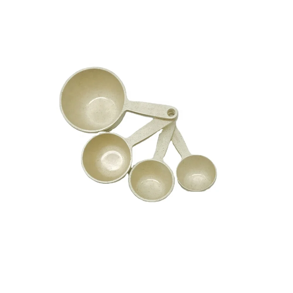 Small middle big size 4pcs set of custom logo bamboo powder tea adjustable measuring scoop measuring cup and spoons