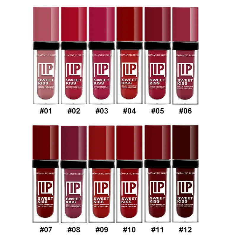 Romantic birdPrivate Label Makeup Vegan Cosmetic Waterproof Matte lip gloss long lasting Liquid matte no-stick lipstick