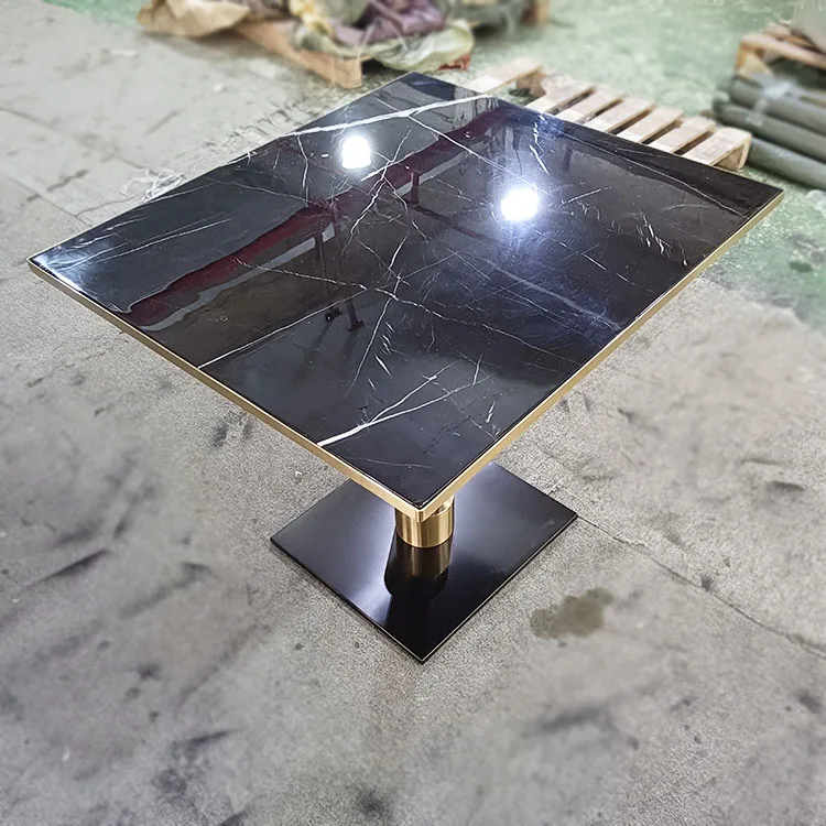 Hotel Furniture Project Custom Italian Luxury Modern Design Rectangle Shape Marble Top Restaurant Table For Cafe Canteen