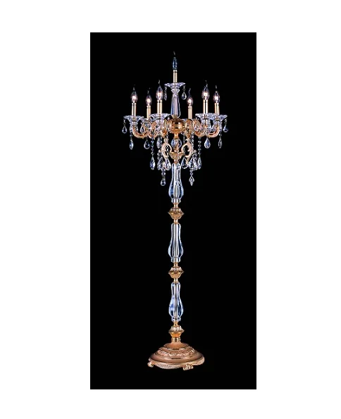 Indoor decorative luxury floor lamp hotel villa decoration golden standing lamp crystal floor chandelier manufactures wholesale