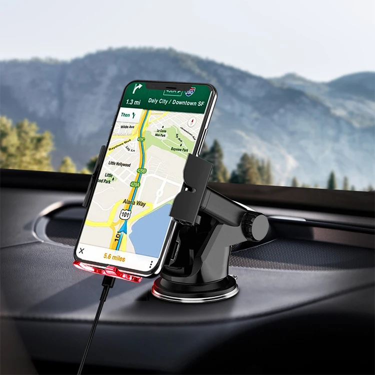 7.5W/10W /15W Wireless Charger Qi Car Phone Holder Large Capacitor LED Indicator Fast Wireless Charging With USB Interface