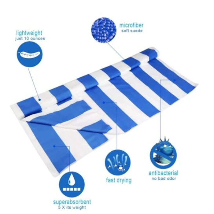 Custom Premium Quality 100% Cotton Terry Striped Oversize Quick Dry Luxury Yarn-dyed Swimming Bath Beach Towel