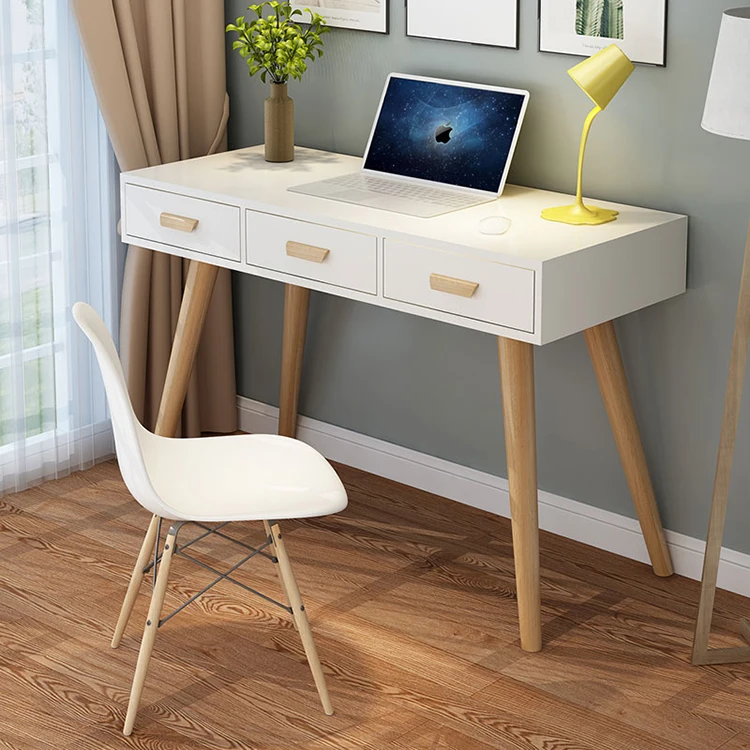 Latest office furniture laptop table designs modern low price computer desk wooden study table with 3 drawers