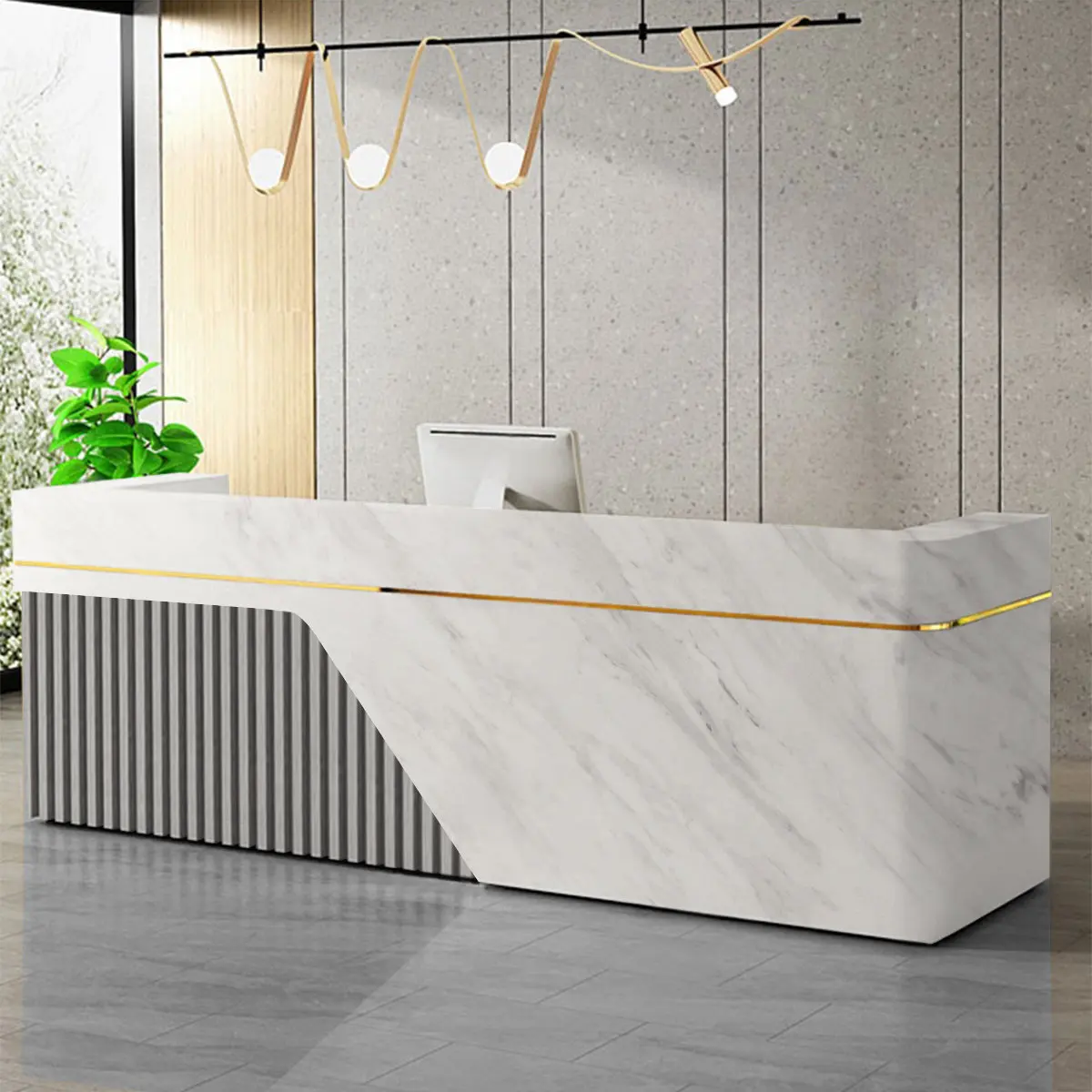 Modern Minimalist Small Marble Metal Gold Cash Register Beauty Salon Bar Reception Desk Custom Color Front Desk