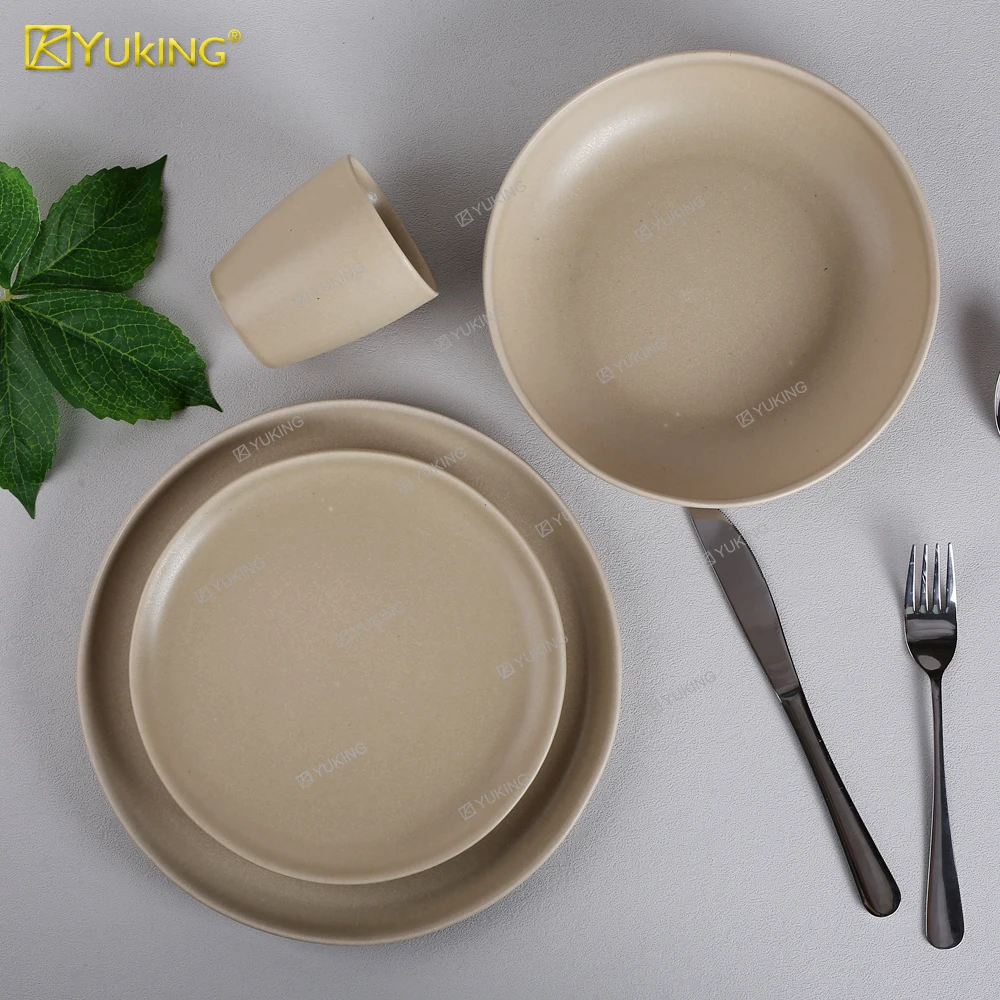 Wholesale price 16 pieces reactive glazed ceramic dinnerware set color glazing ceramic kitchen wares