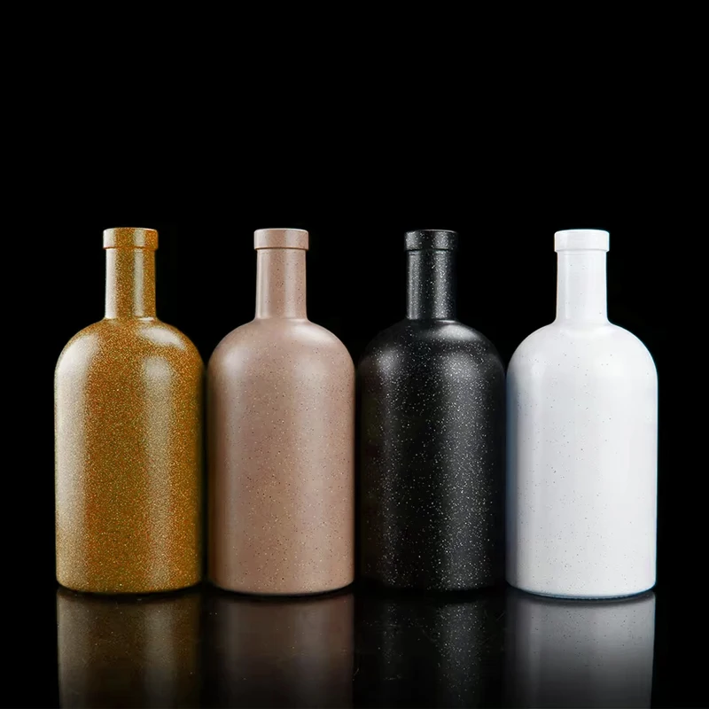 Empty Flint 200ml 375ml 500ml 750ml 1000ml  Liquor alcohol whiskey glass bottle with Cork Lids Packaging