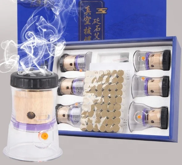 Каменная игла баночки Moxa все в одном вакуумные массажные для терапии Hijama cup