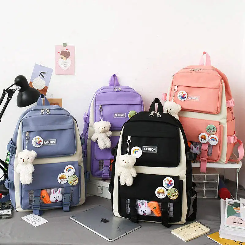 2024 school Backpack set lunch bags for School Bags Girl Kawaii College Student Kids Rucksack school bag set Custom Logo