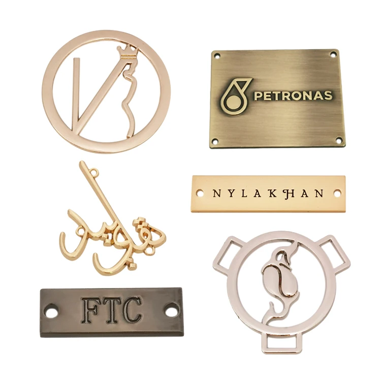 Washable engraved brand logo Custom metal name label tags for clothes