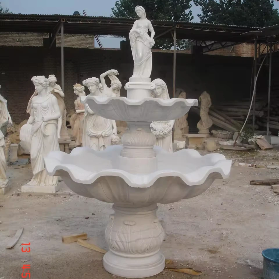 Customized Chinese White Marble Water Fountain With Lady Statue