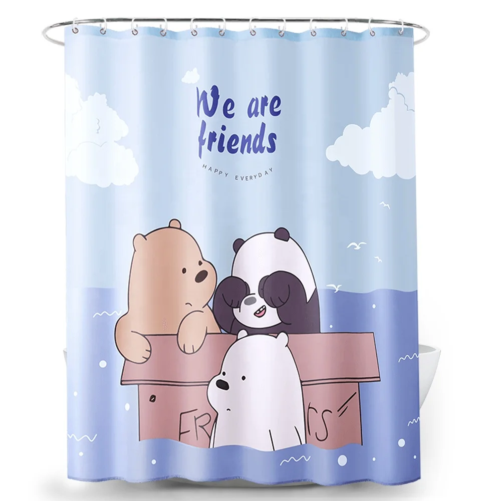 
Cute bear Waterproof digital printed shower curtain 