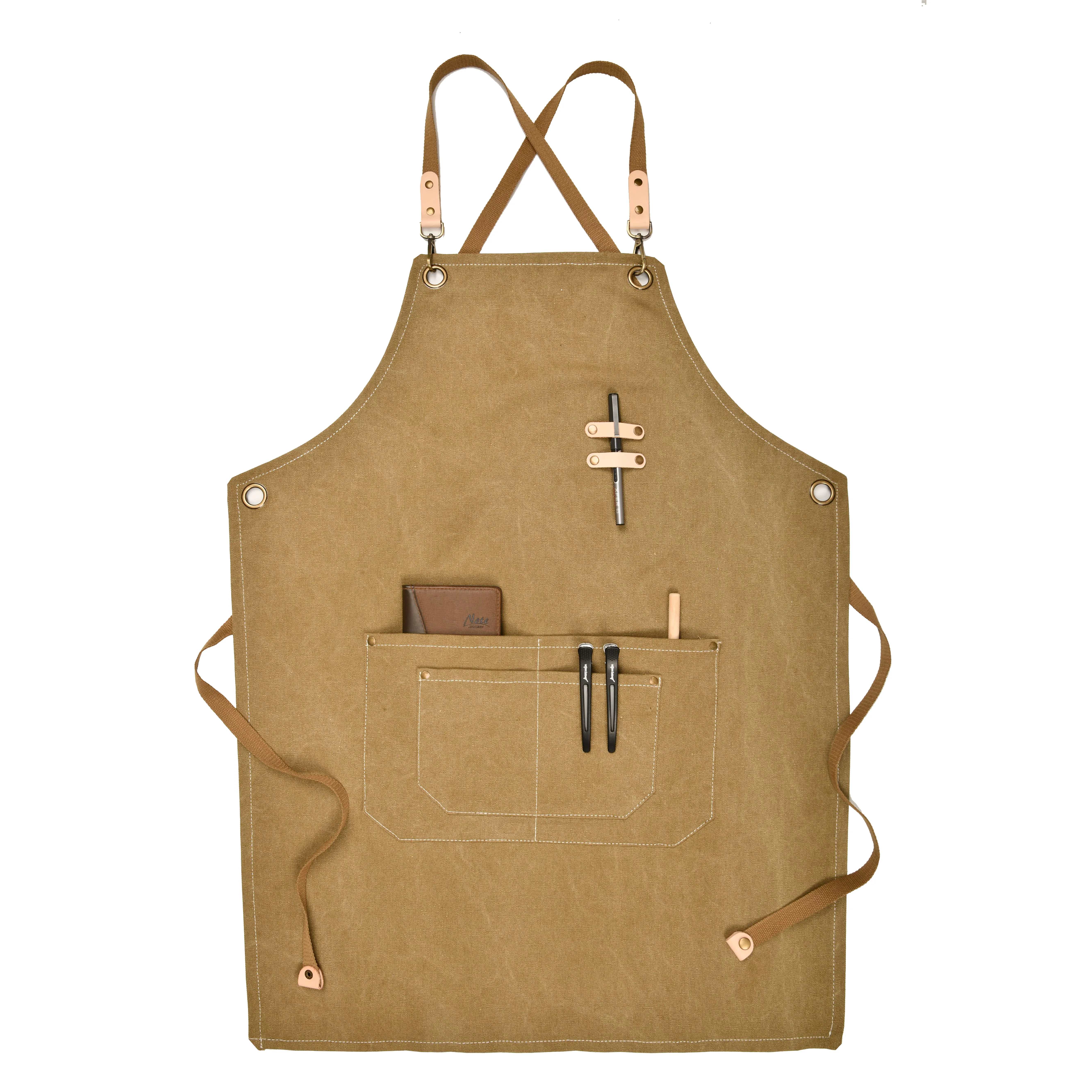 bartender apron cross back cooking work canvas Cafes and Coffee shops salon denim hairdresser custom apron