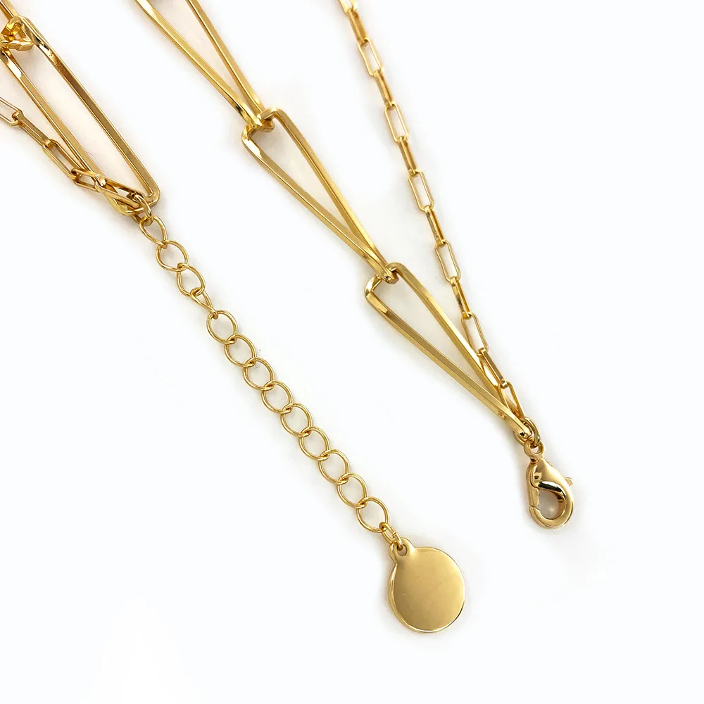 Fashion Personality Commuting Spring Simple Everything Cross Diamond Pendant Double Layer Chain Necklace