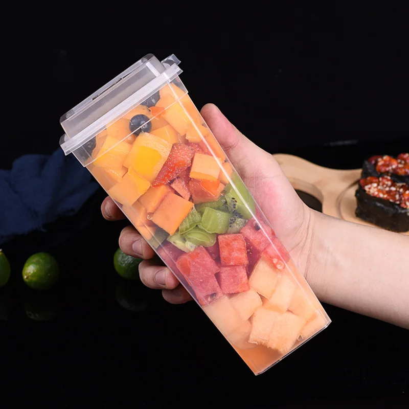 Hot cold drink cup with lid clear smoothie packaging cup large capacity plastic disposable cups with lid