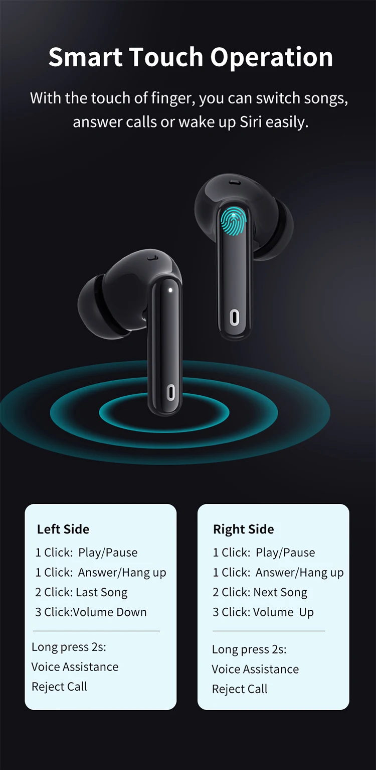 A90 Headphones True Wireless Earbuds active noise cancel LED Power Display Earphones  IPX4 earphone noise cancelling headphone
