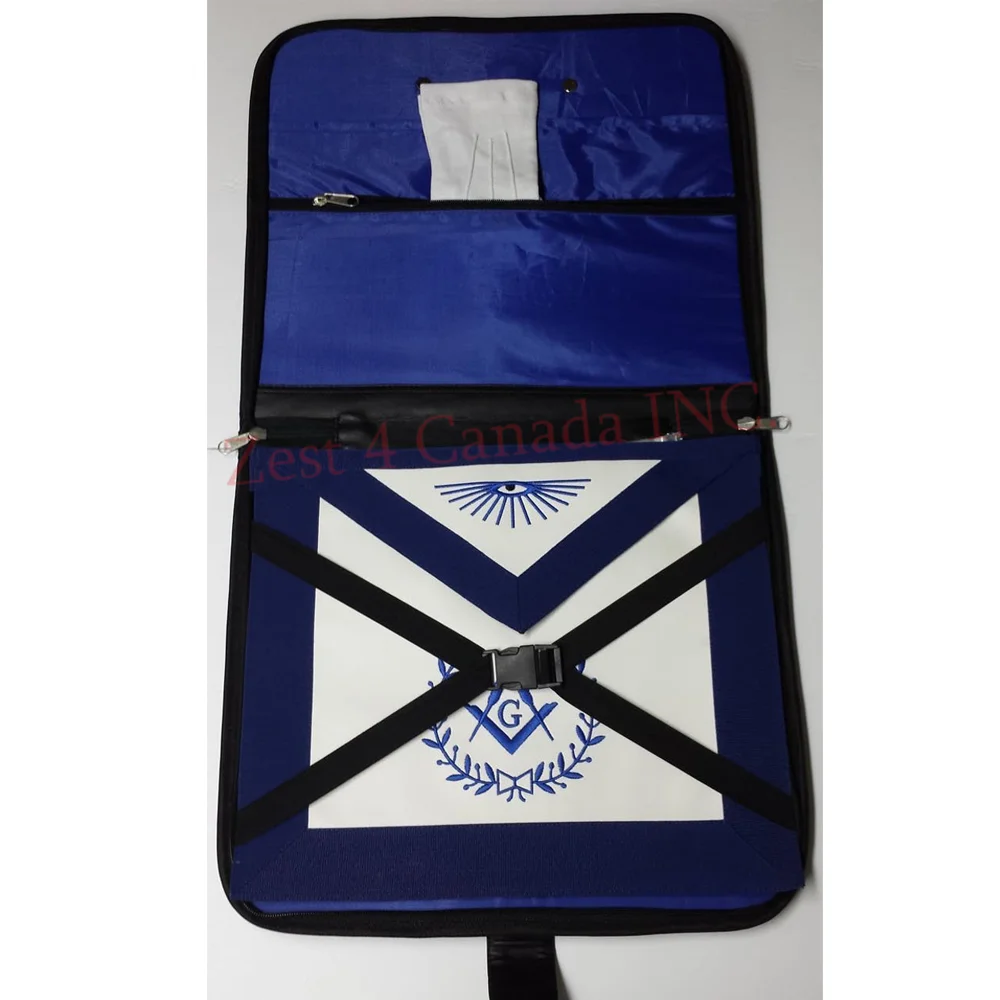 
Masonic Regalia Smart File Case For MMWM Apron with Soft Handle in Black Leather 