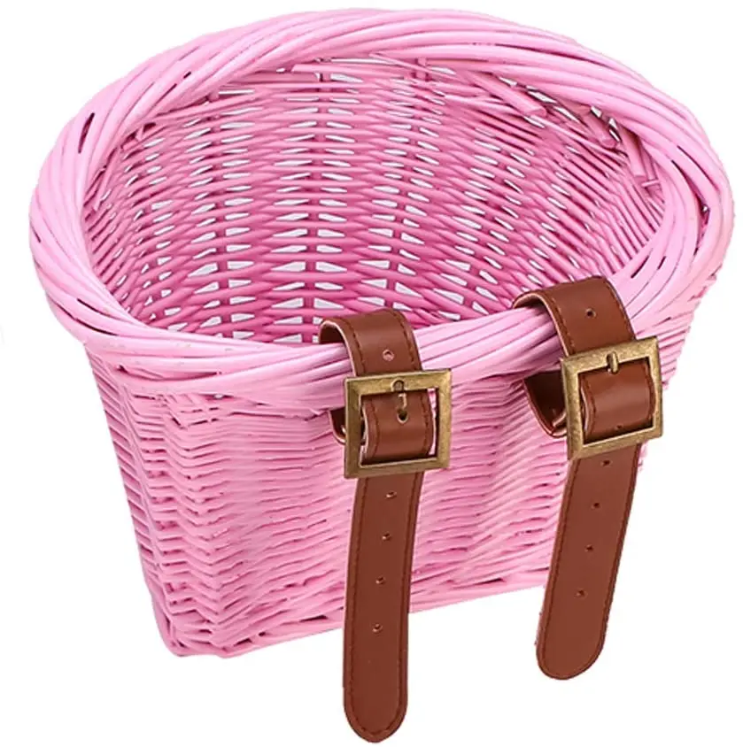 Factory Supply wholesale bicycle rattan basket mini pink bicycle front basket