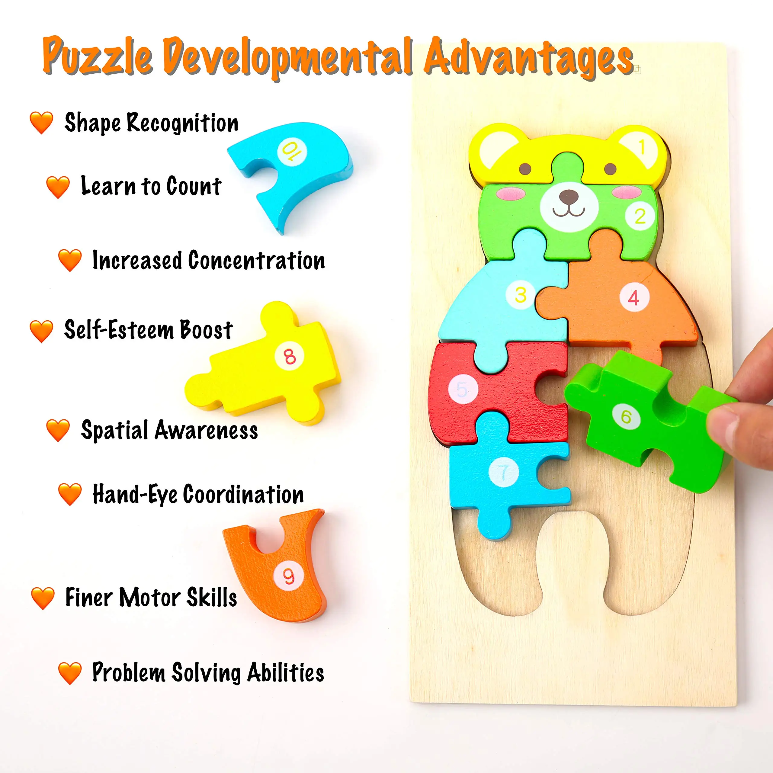 Montessori Mama Wooden Toddler Puzzles for Kids Ages 2-4 Montessori Toys for Toddlers 2 Years Old Wooden Puzzles Toddlers KD2117