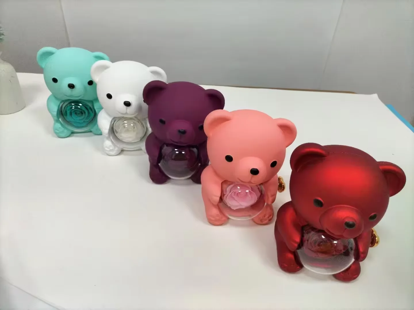 Dropshipping New Hot Preserved Real Rotating Rose Teddy Bear Jewelry Gift Box with Two Round Necklace Gifts for Women Mom Wife